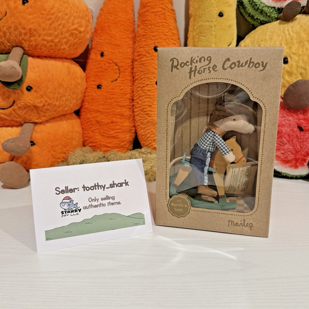 Maileg Cowboy Mouse on Rocking Horse (Little Brother) - Brand New Ship from US